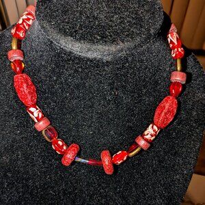 New choker style necklace made with various types of beads